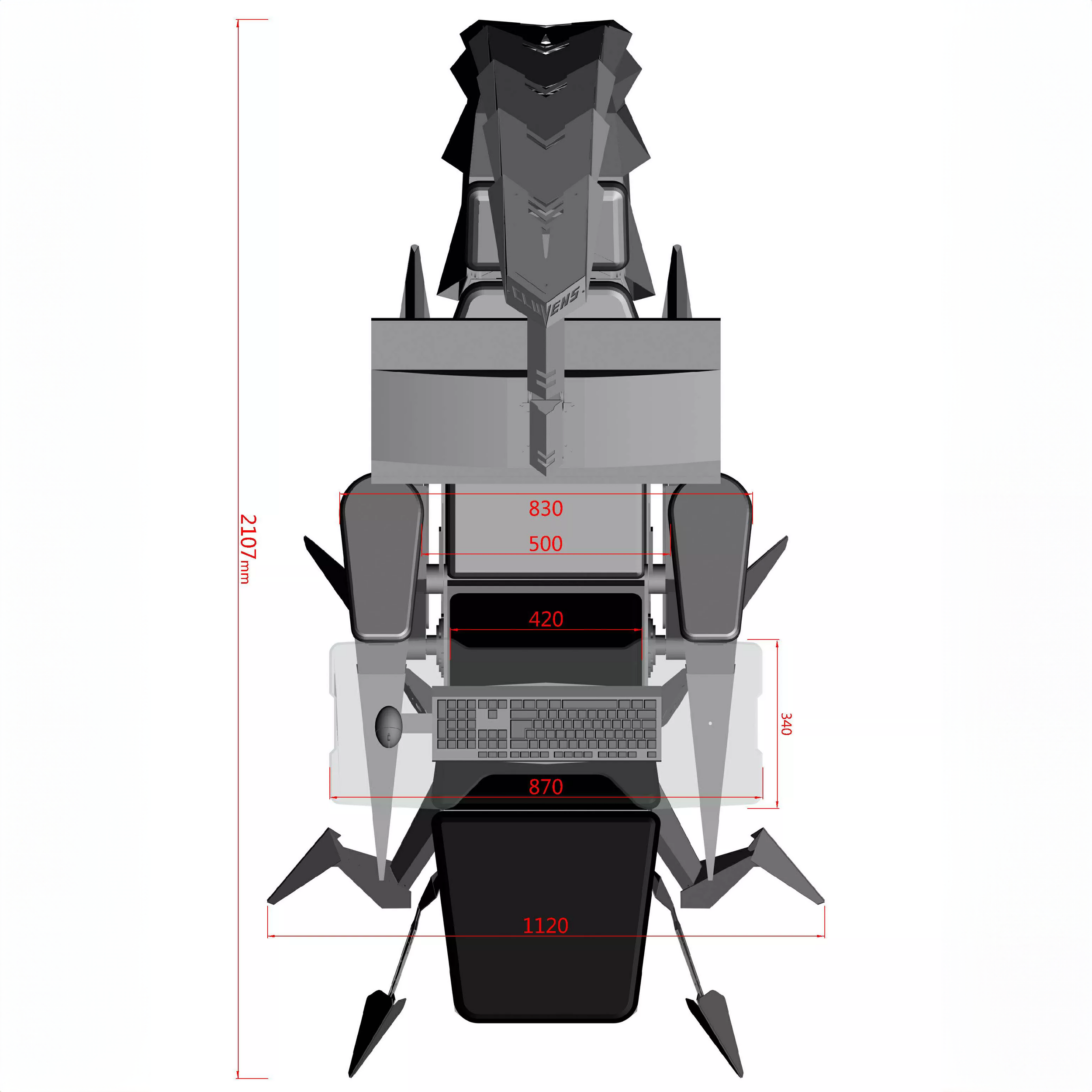 Headrest cushion and neck support detail