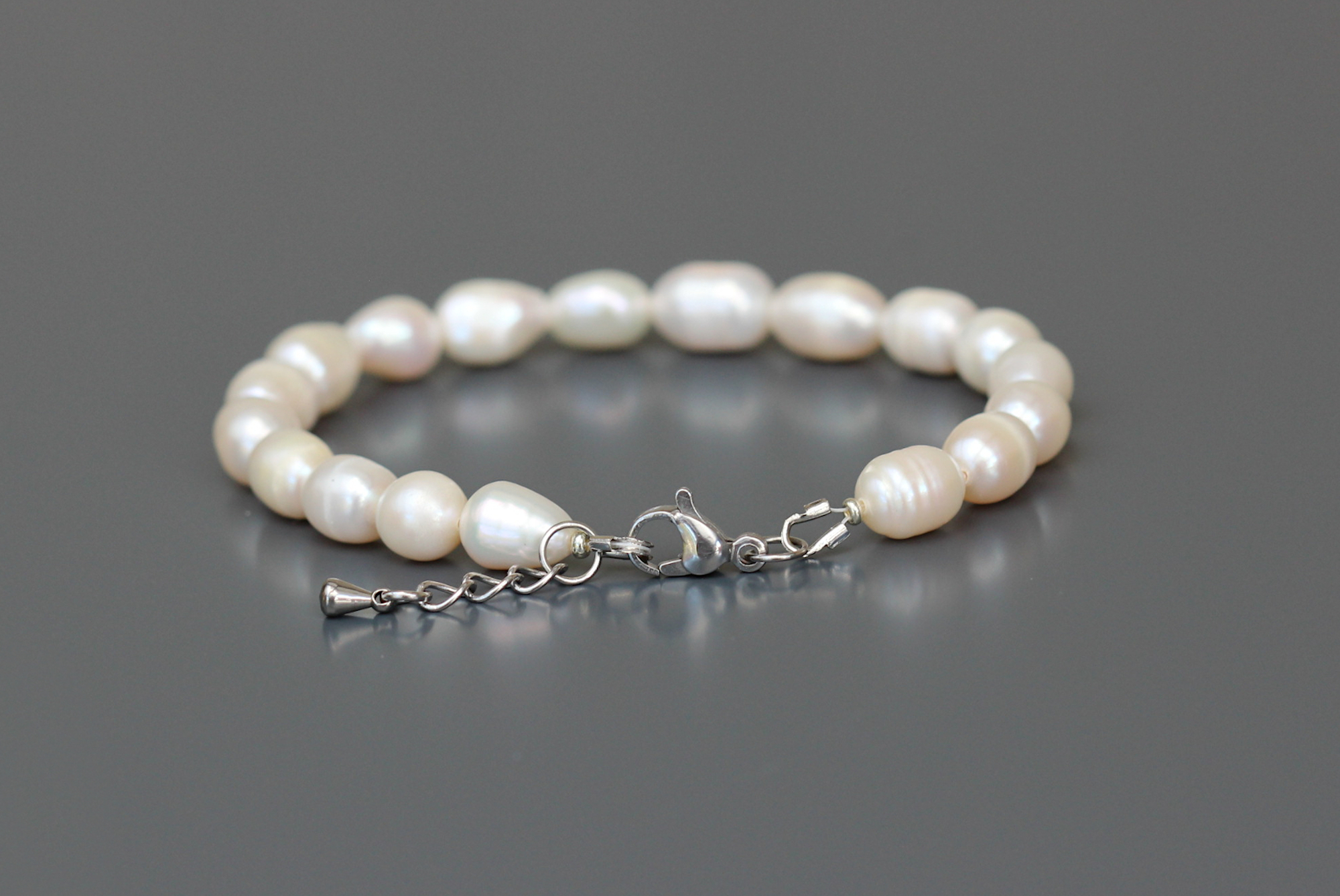 Fermoir et extension du bracelet pour femme Pricila en perles deau douce 7 mm