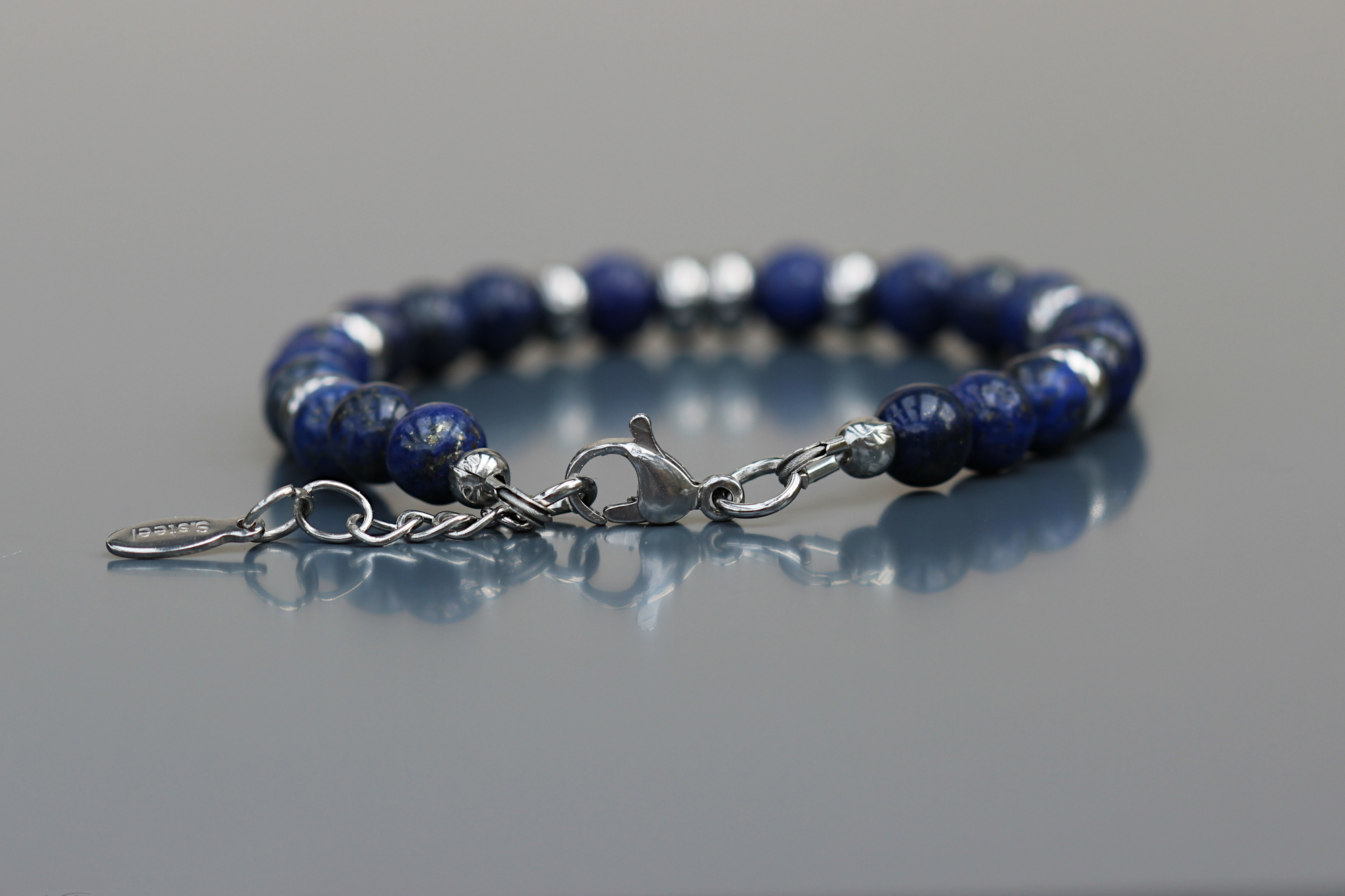 Fermoir inox du bracelet Chéana en Lapis lazuli
