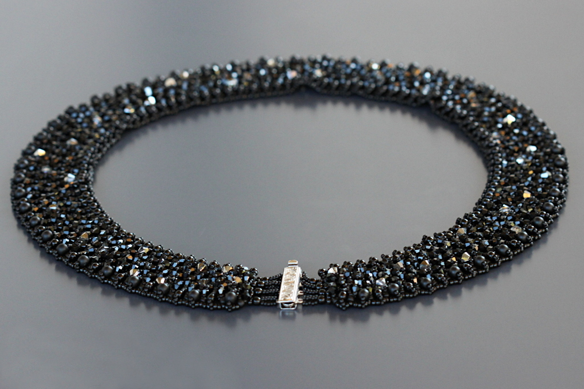 *Bérénice* Plastron cristal noir - COLLIERS/Cristal - Lilyperles