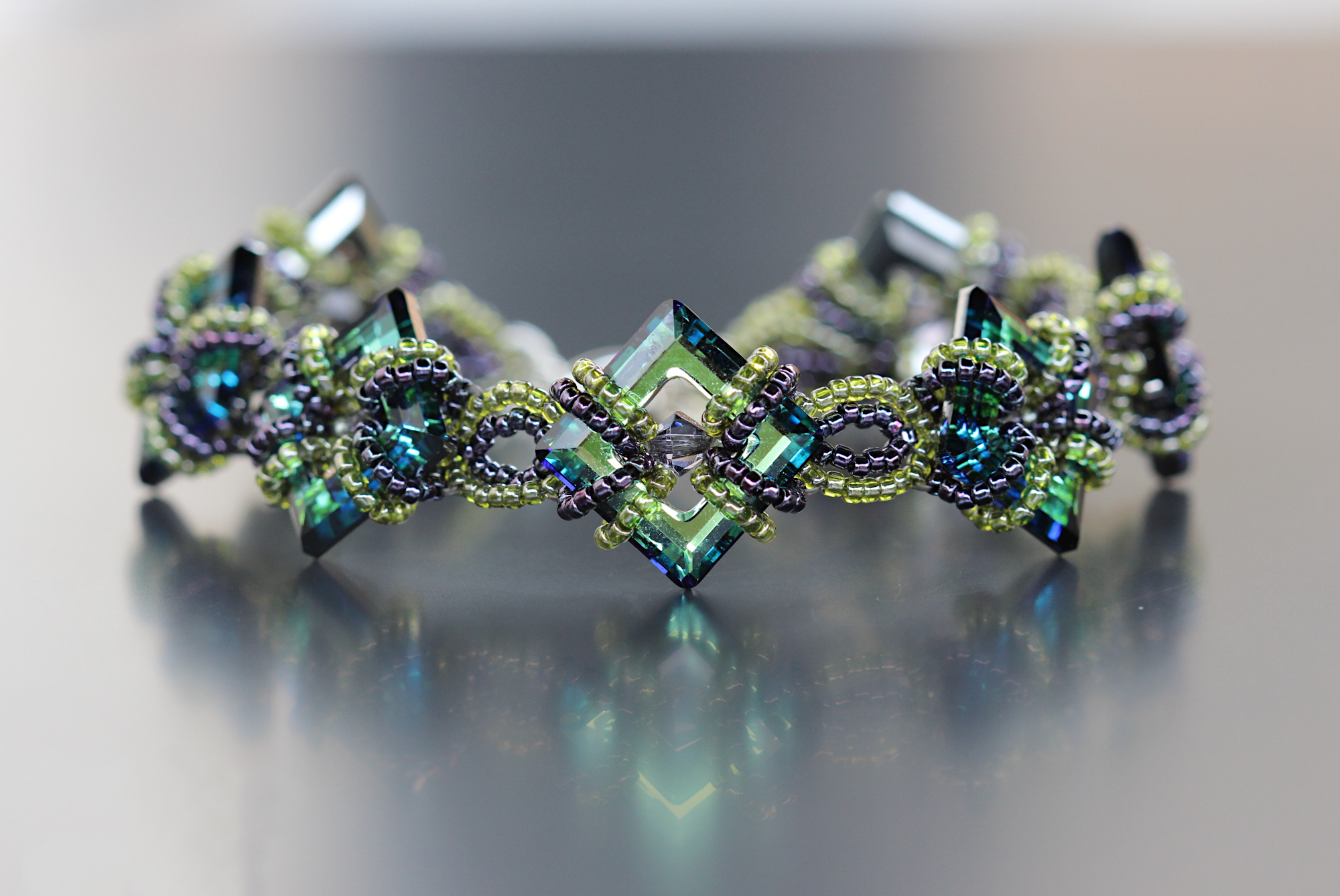 Bracelet Carlyne cristal turquoise et lavande par DorienneBCréations