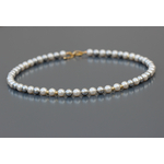Collier mi-long pour femme en perles rondes Cristal européen blanc nacré et Heishi rondelle acier inox doré