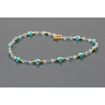 Collier femme en cubes Jaspe impérial turquoise avec perles bicônes en cristal, heishi et perles rondes en inox doré