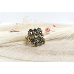 Bague femme plateau en toupies couleur metallic light gold et anneau en rocailles or