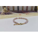 Fermoir inox doré et extension laiton finition or du Bracelet Rosella pour femme en perles rondes de Kunzite