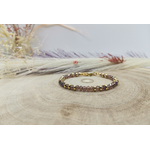 Bracelet Amélie pour femme. Perles rondes aplaties en cristal européen coloris améthyste ab et perles heishi en acier inox doré