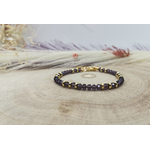 Bracelet Amélie en perles rondes aplaties couleur améthyste avec rondelles acier inox doré