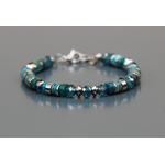 Bracelet bleu pour femme en Apatite, cristal européen et acier inoxydable par DorienneBCréations