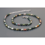 Collier en perles ovales dagate indienne avec apprêts en inox