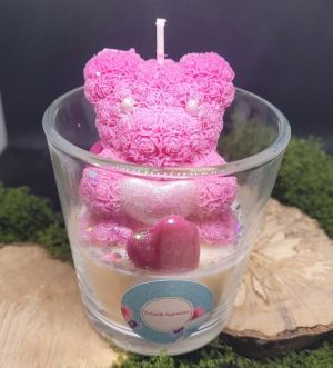 vignette bougie ourson rose