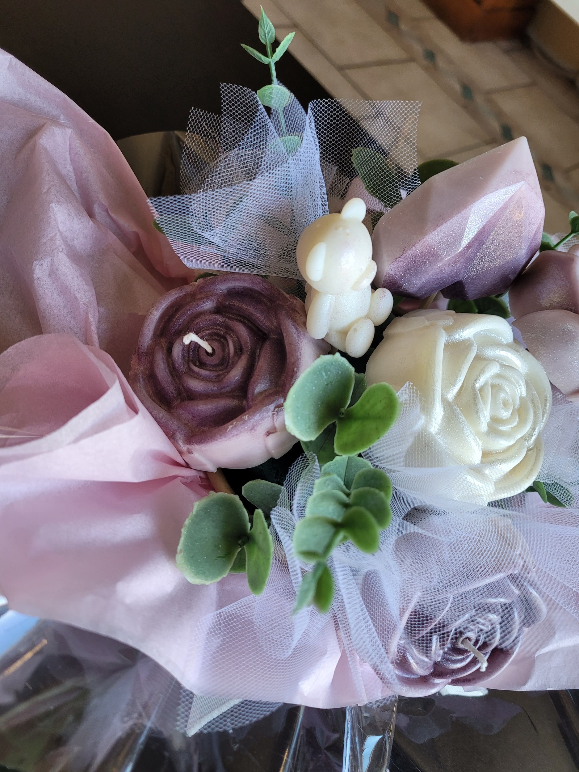 bougies bouquet de roses pour maman