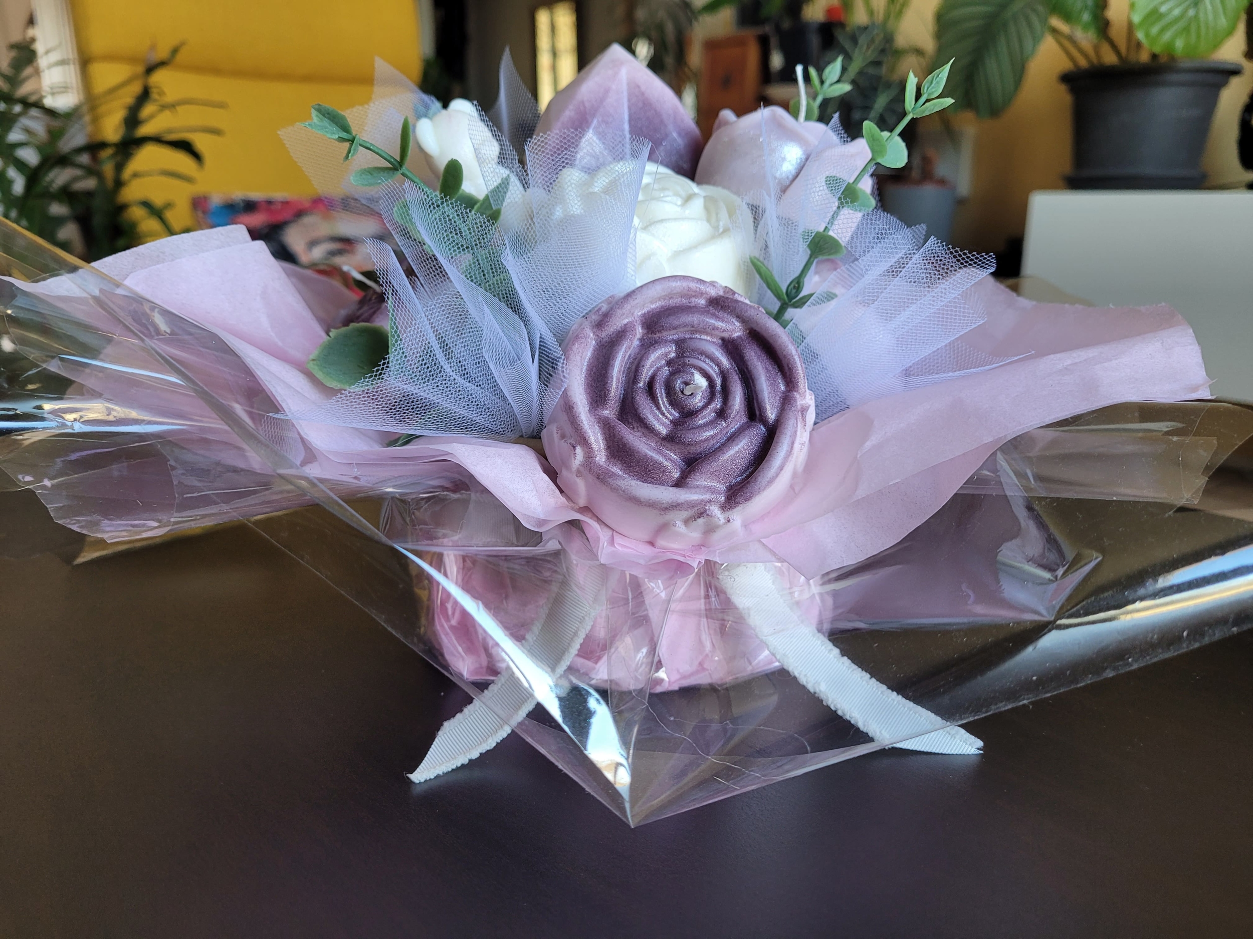 bougies parfumées fleurs en bouquet