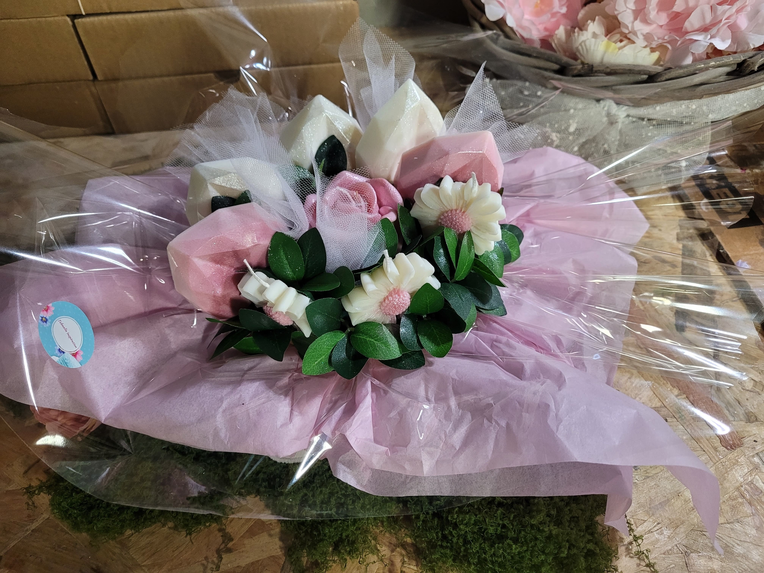 bougie bouquet de fleur rond