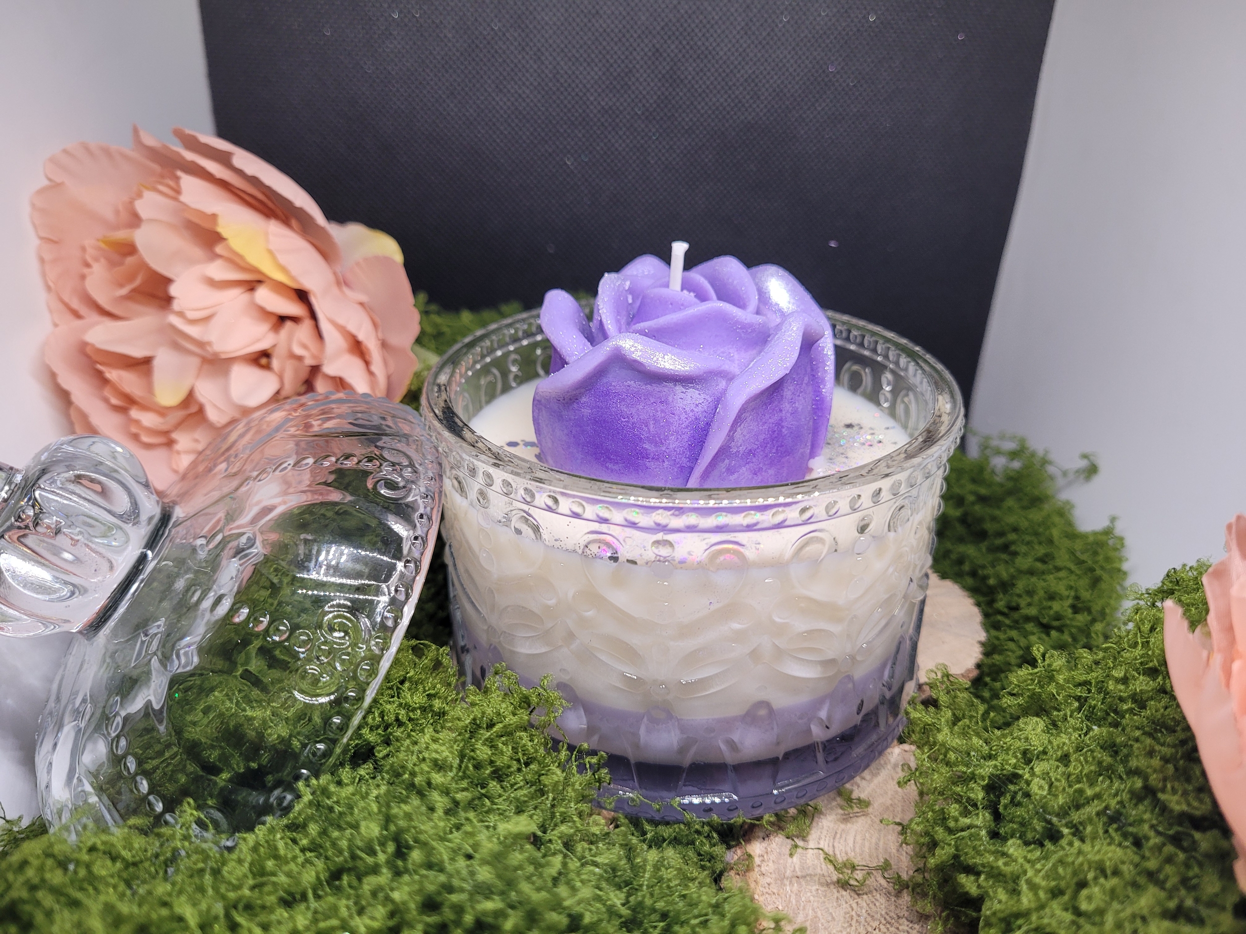 bougie rose violette