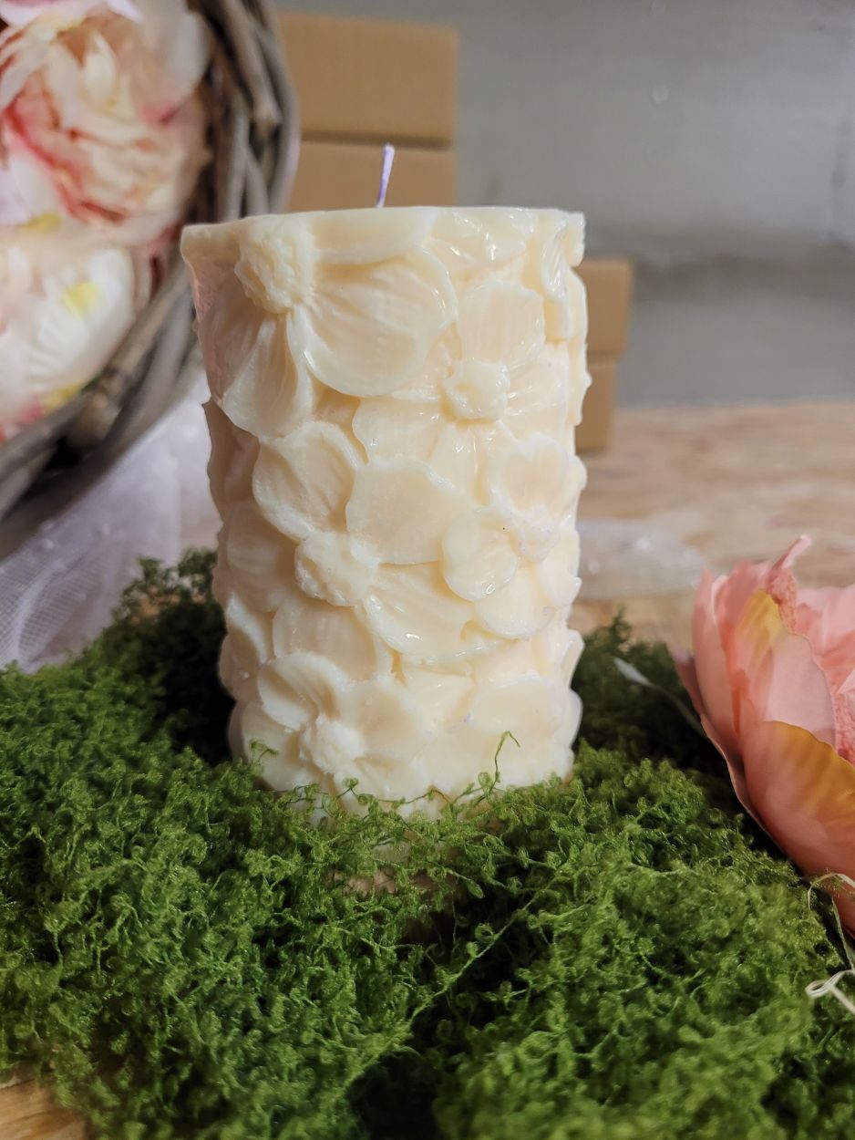 bougie parfumée décor floral