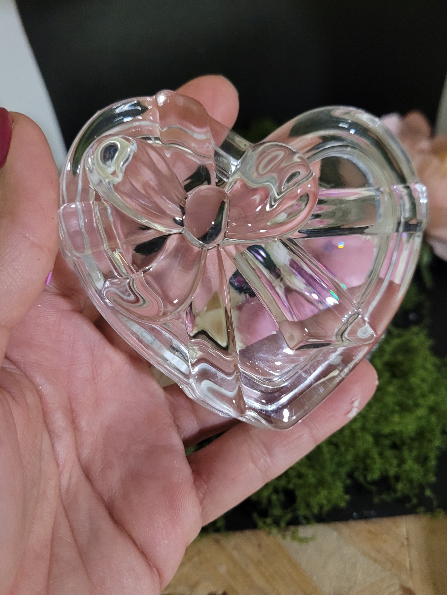 bougie parfumée cristal avec couvercle, en forme de coeur