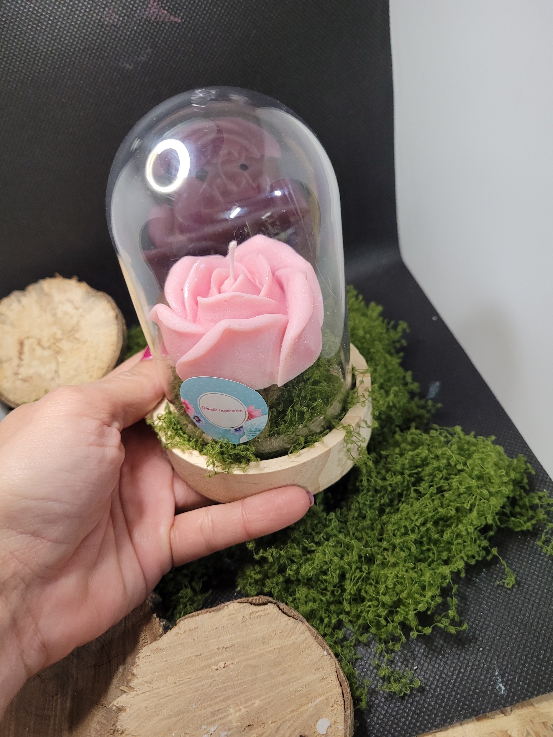 bougie parfumée sous cloche