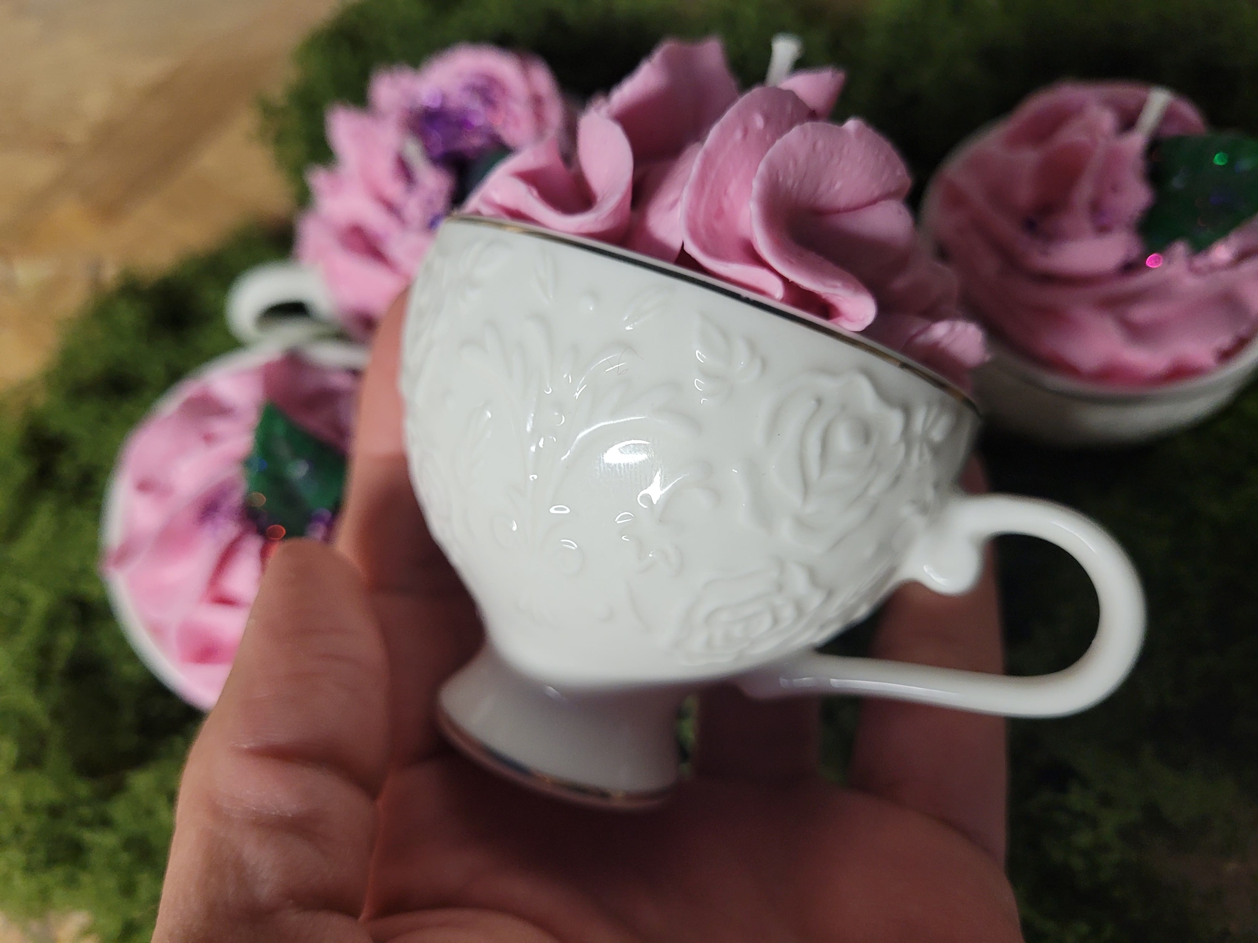 bougie tasse parfum cerise