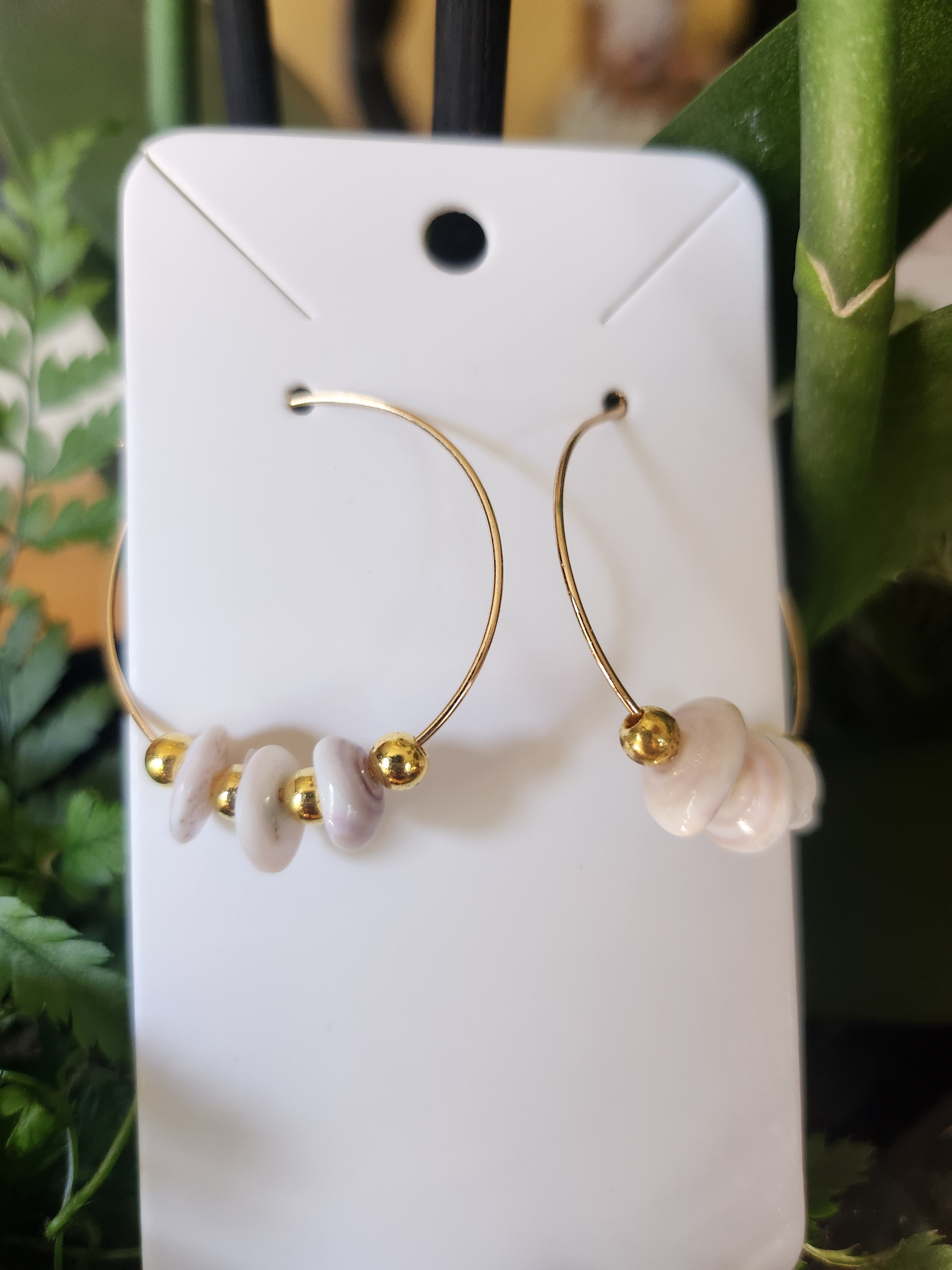 Boucles doreilles acier inoxydale et coquillages
