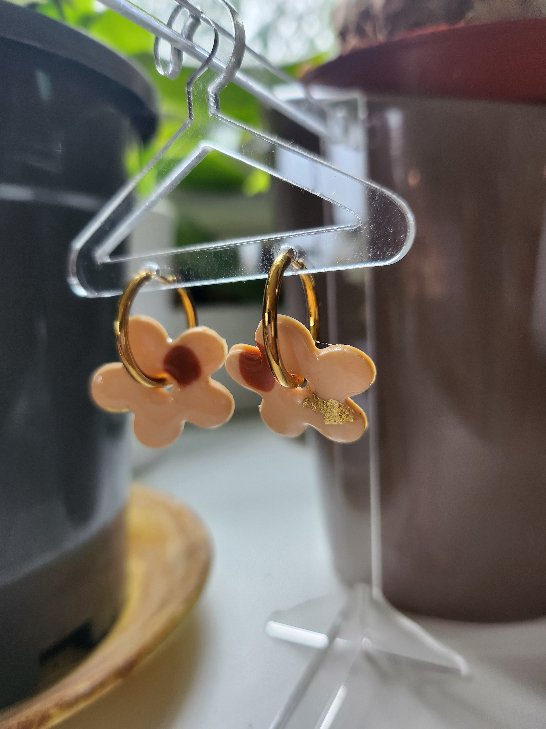 Boucles doreilles charms fleur XL