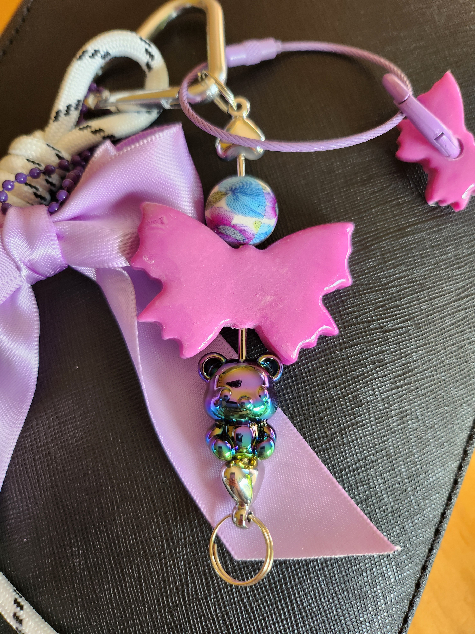 Bijoux de sac avec papillon et ourson