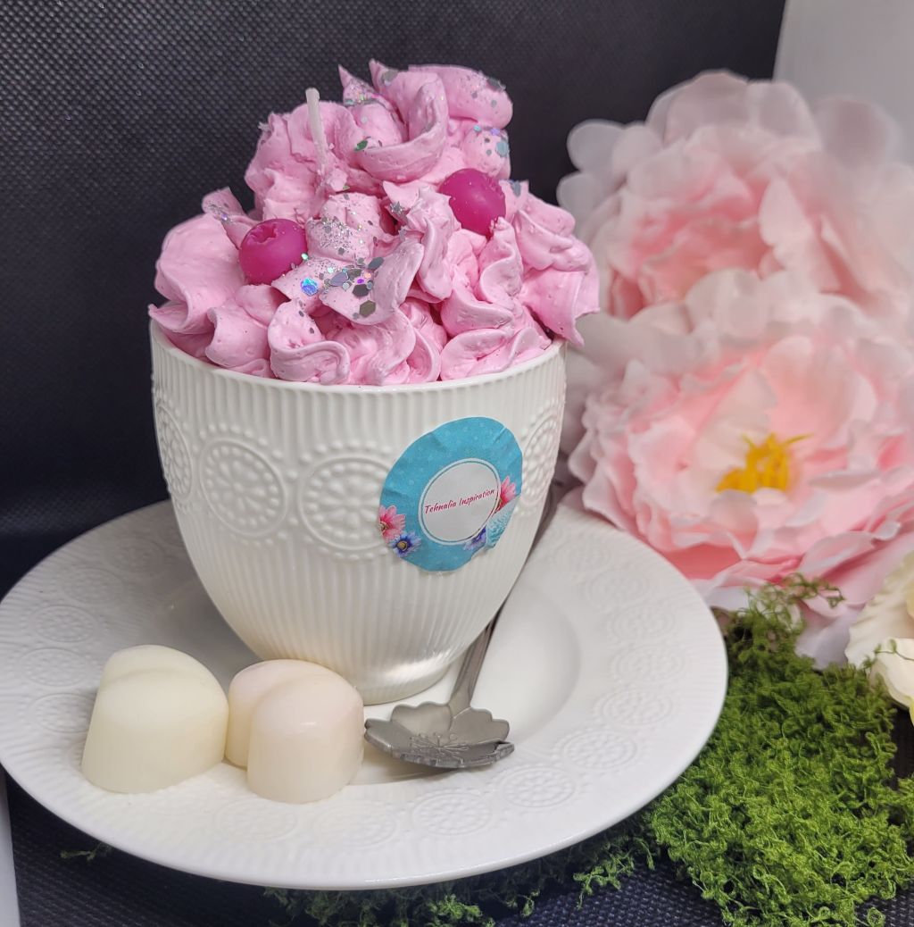 bougie gourmande chantilly rose