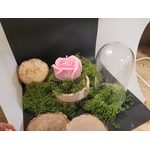 Bougie rose sous cloche de verre pour maman