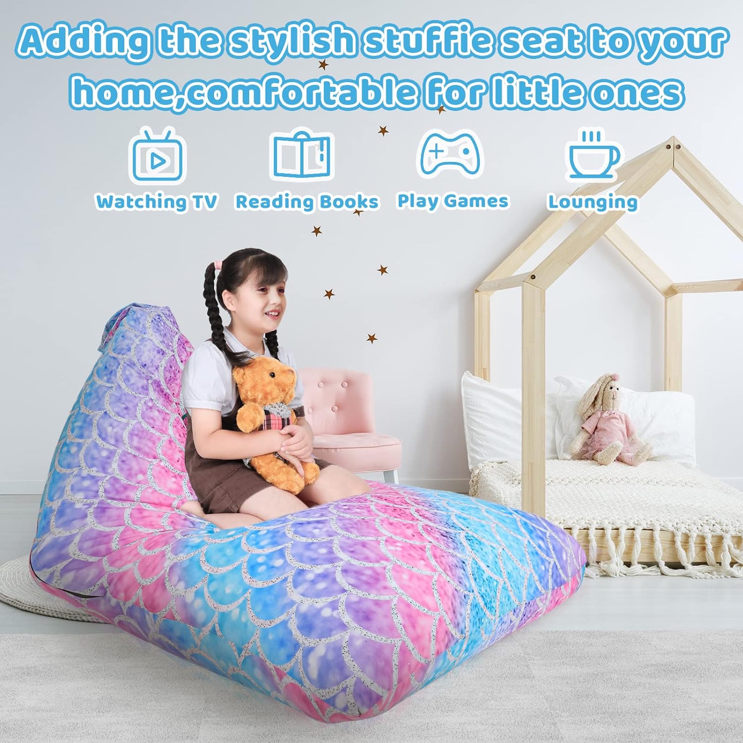 Housse De Pouf Enfant QSack 100x140cm - Extérieur, Résistante à L'eau Et Saleté, Sans Rembourrage