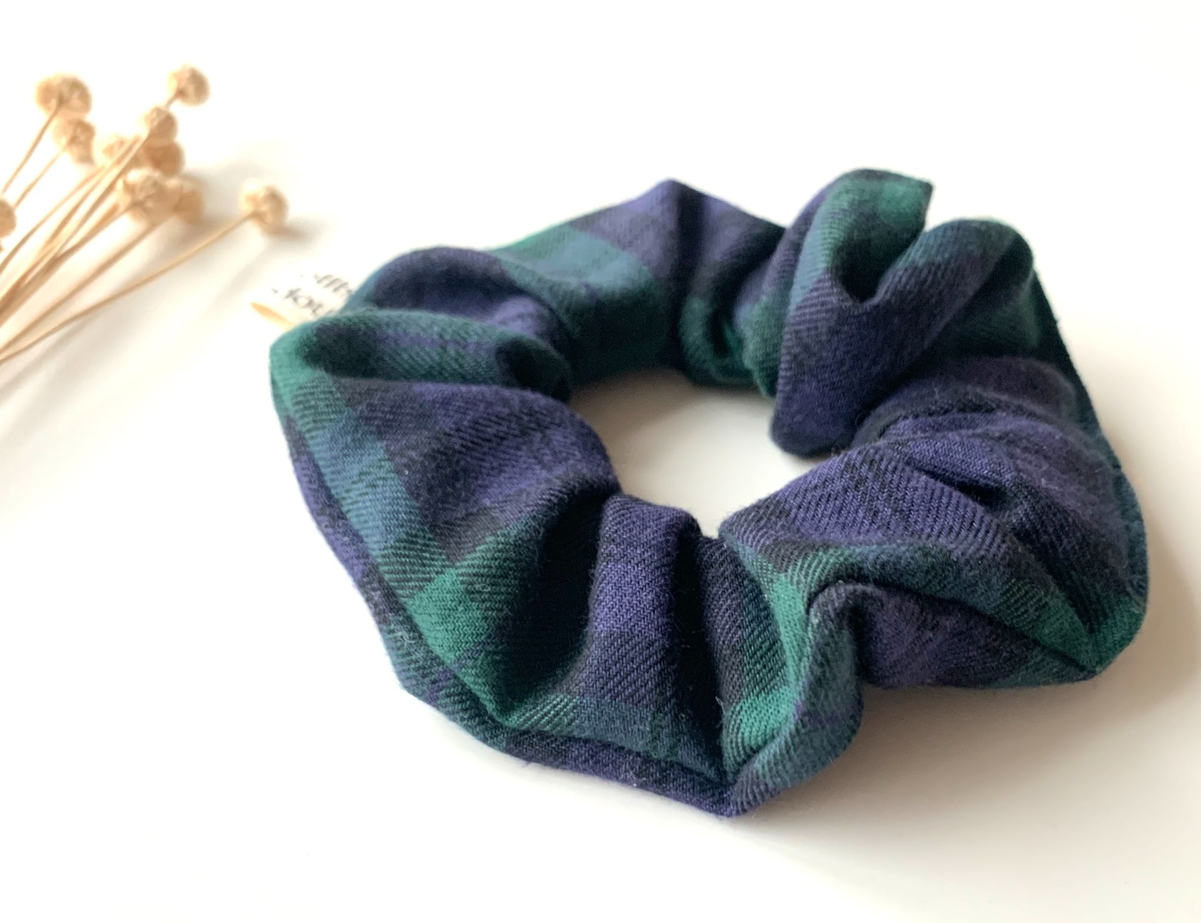 chouchou tartan marine et vert