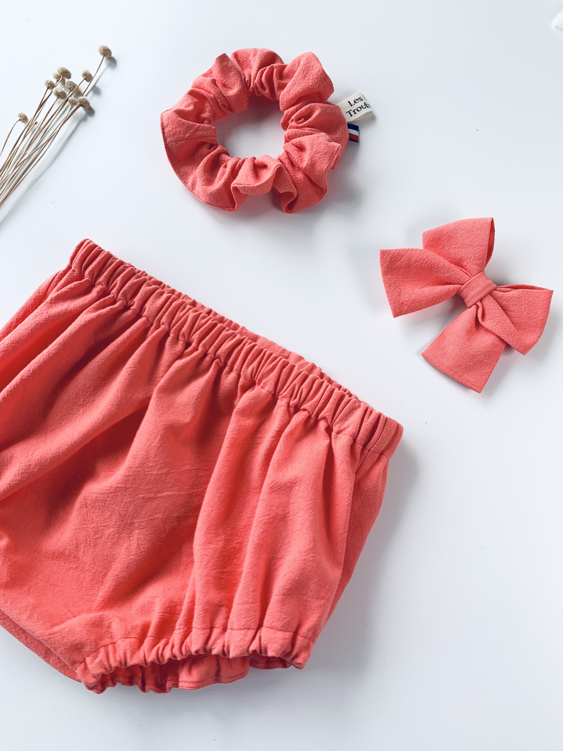 bloomer barrette et chouchou corail