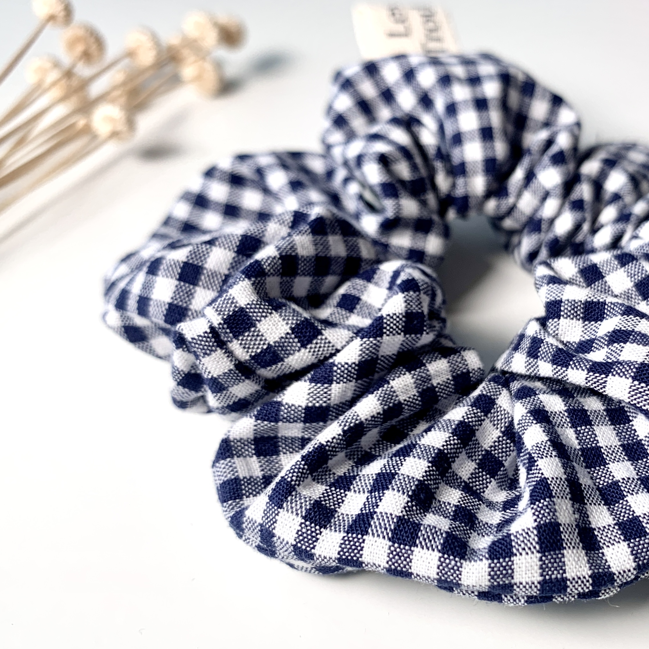 chouchou vichy marine petits carreaux