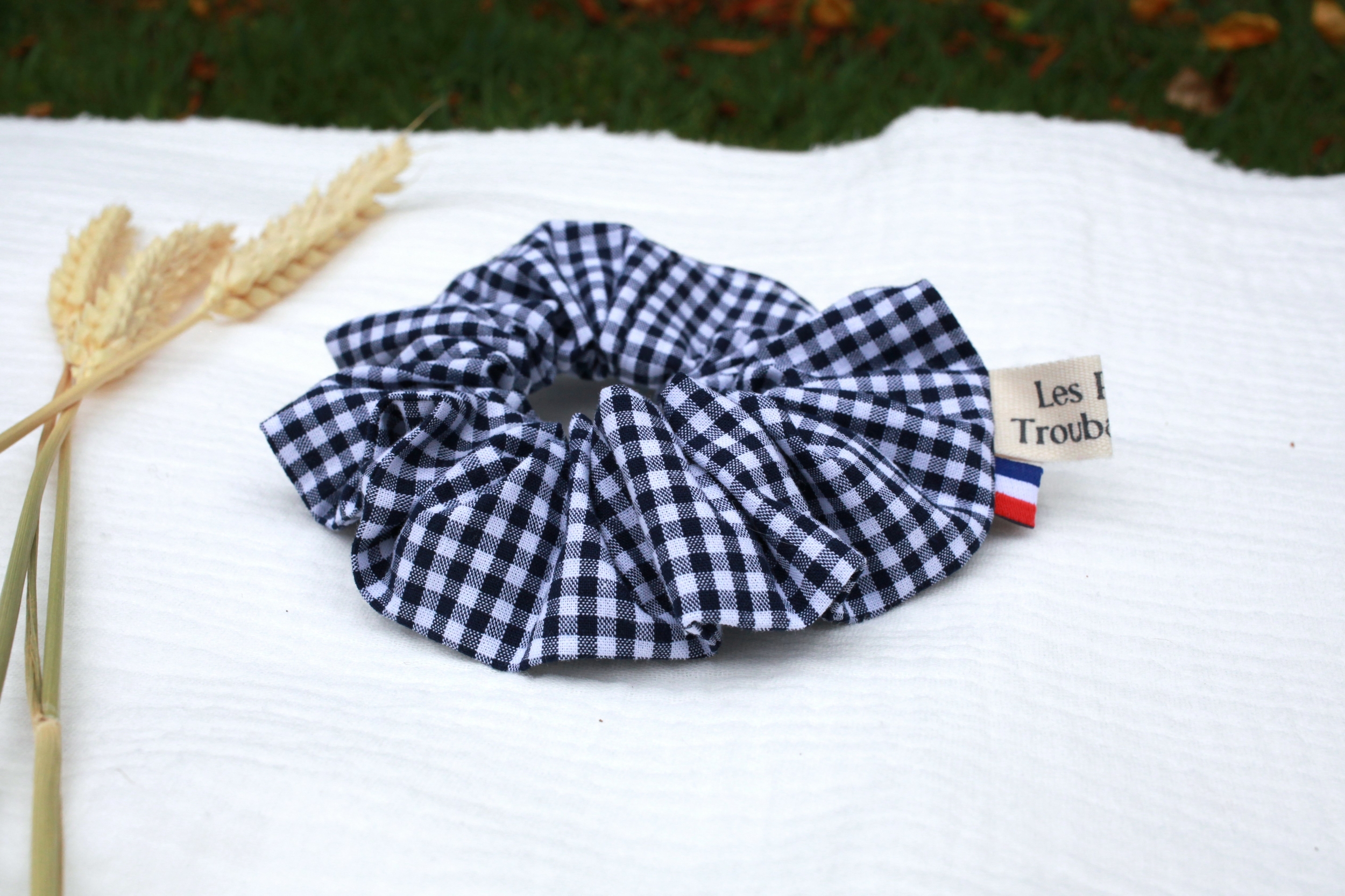 chouchou vichy marine petits carreaux