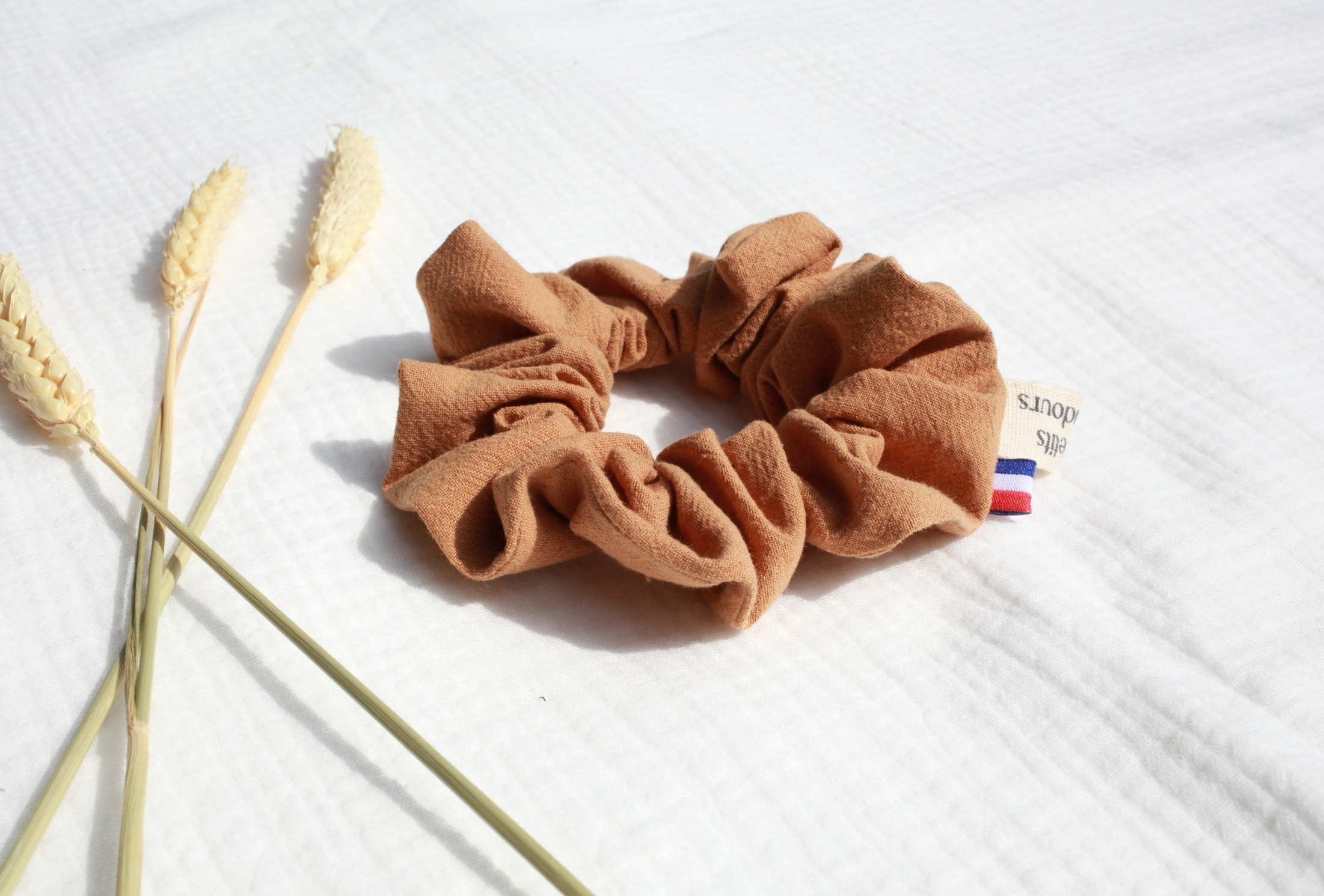 chouchou coton lavé camel
