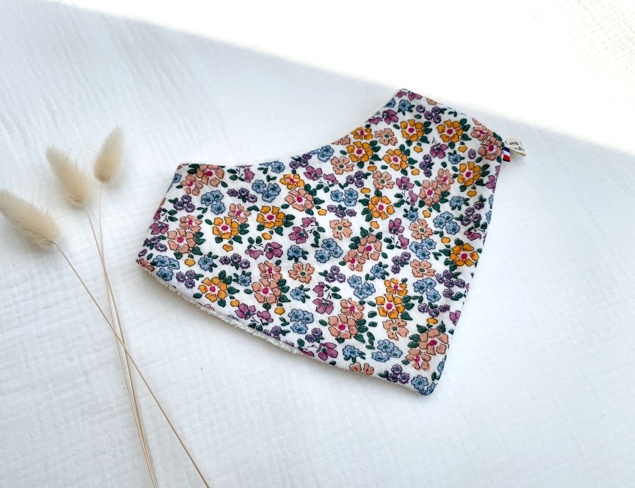 bavoir bandana double gaze multi orange