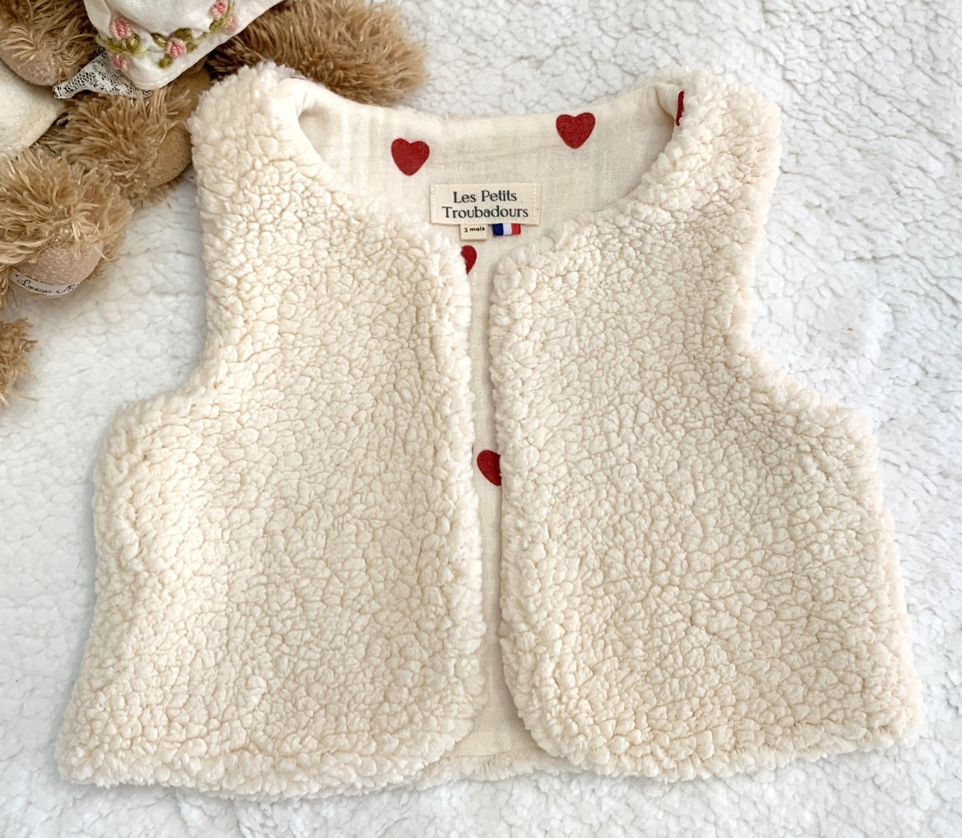 gilet sherpa double gaze coeur