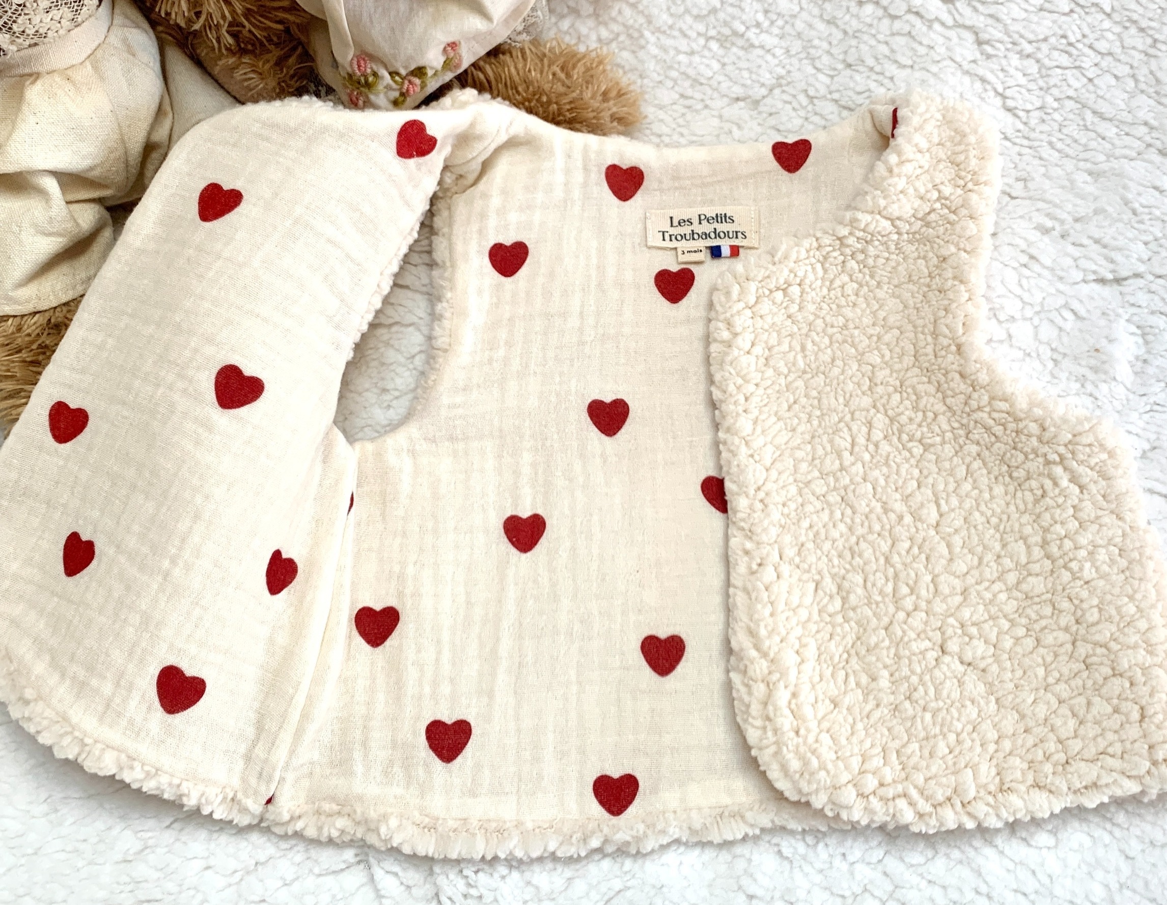 gilet sherpa double gaze coeur ouvert