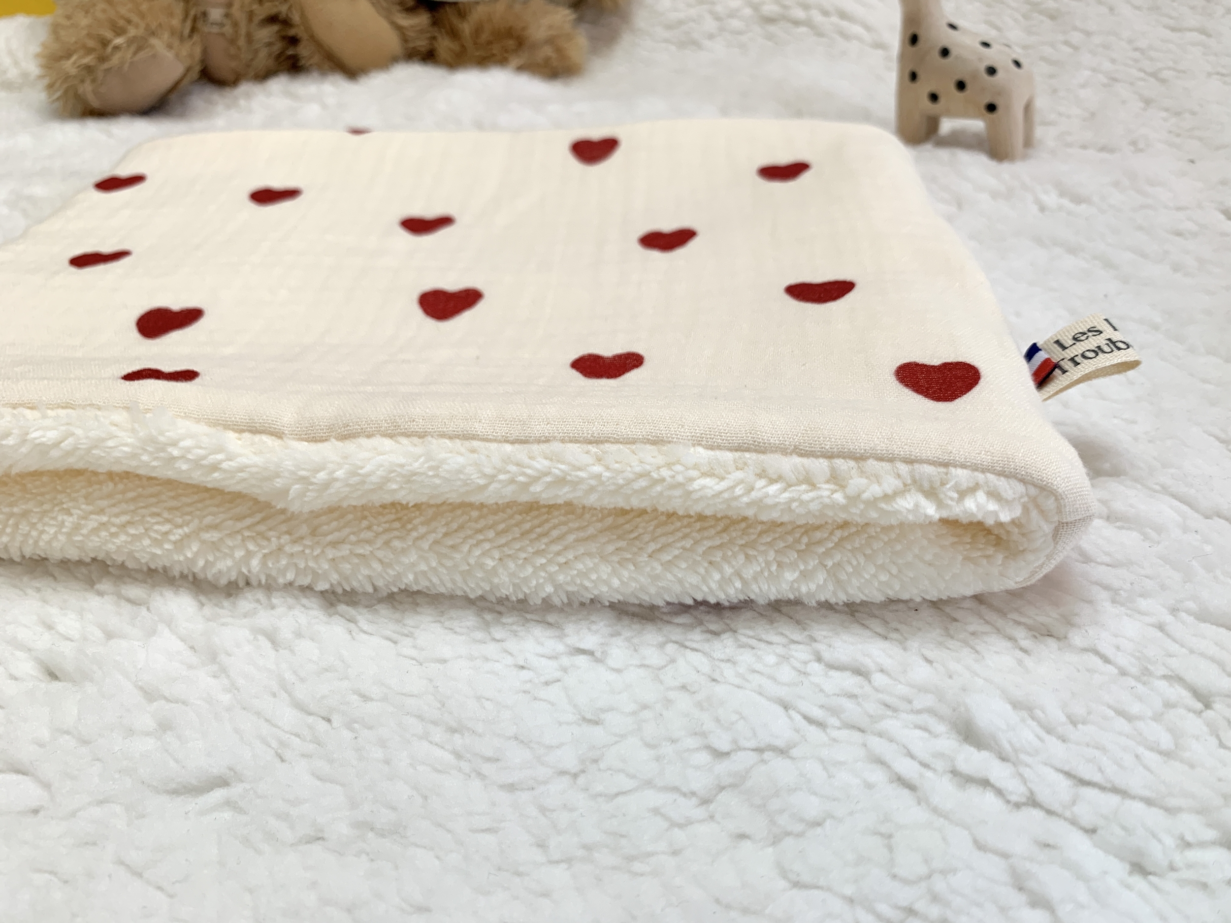 tour de cou double gaze de coton coeur