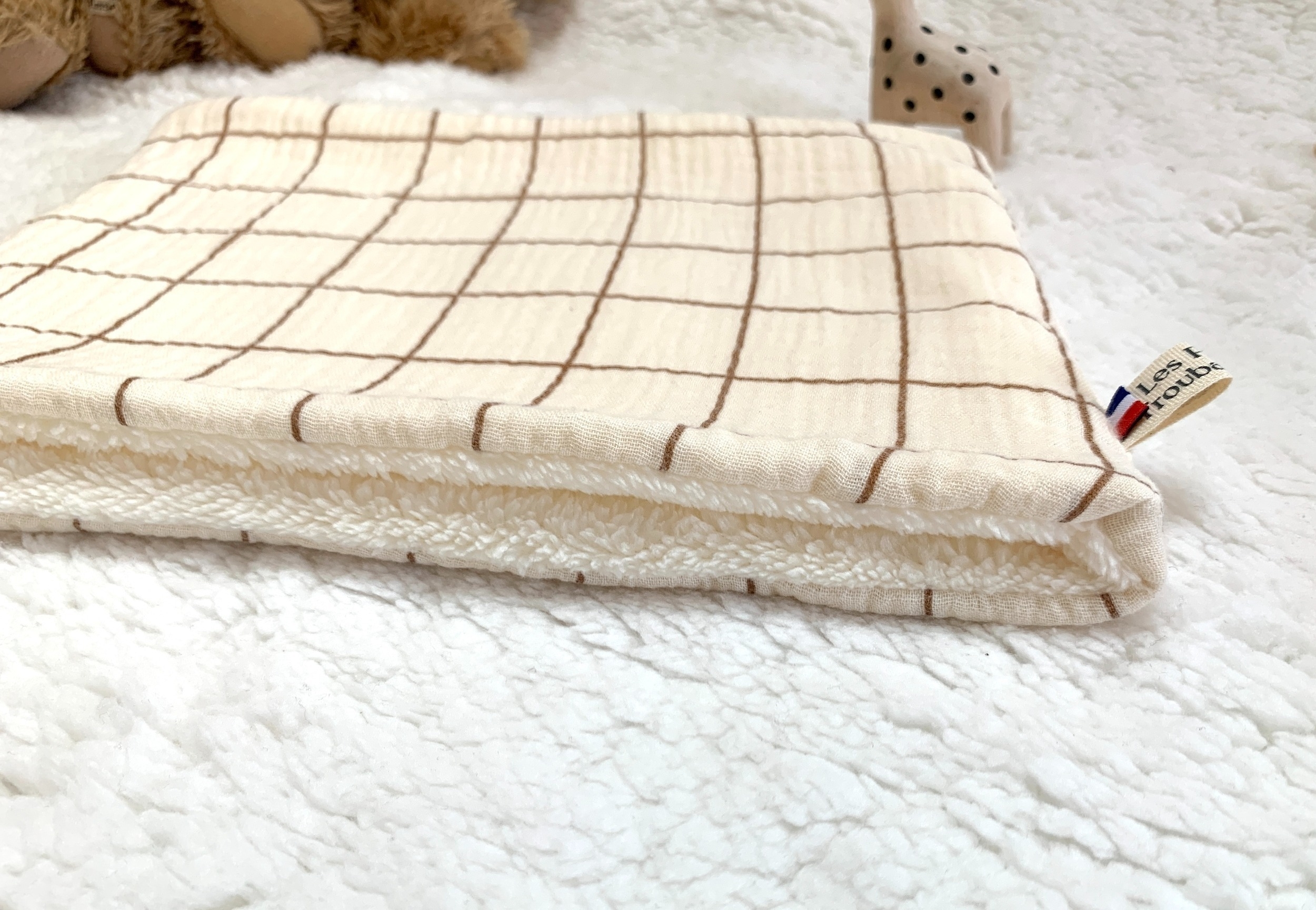 tour de cou double gaze de coton grands carreaux