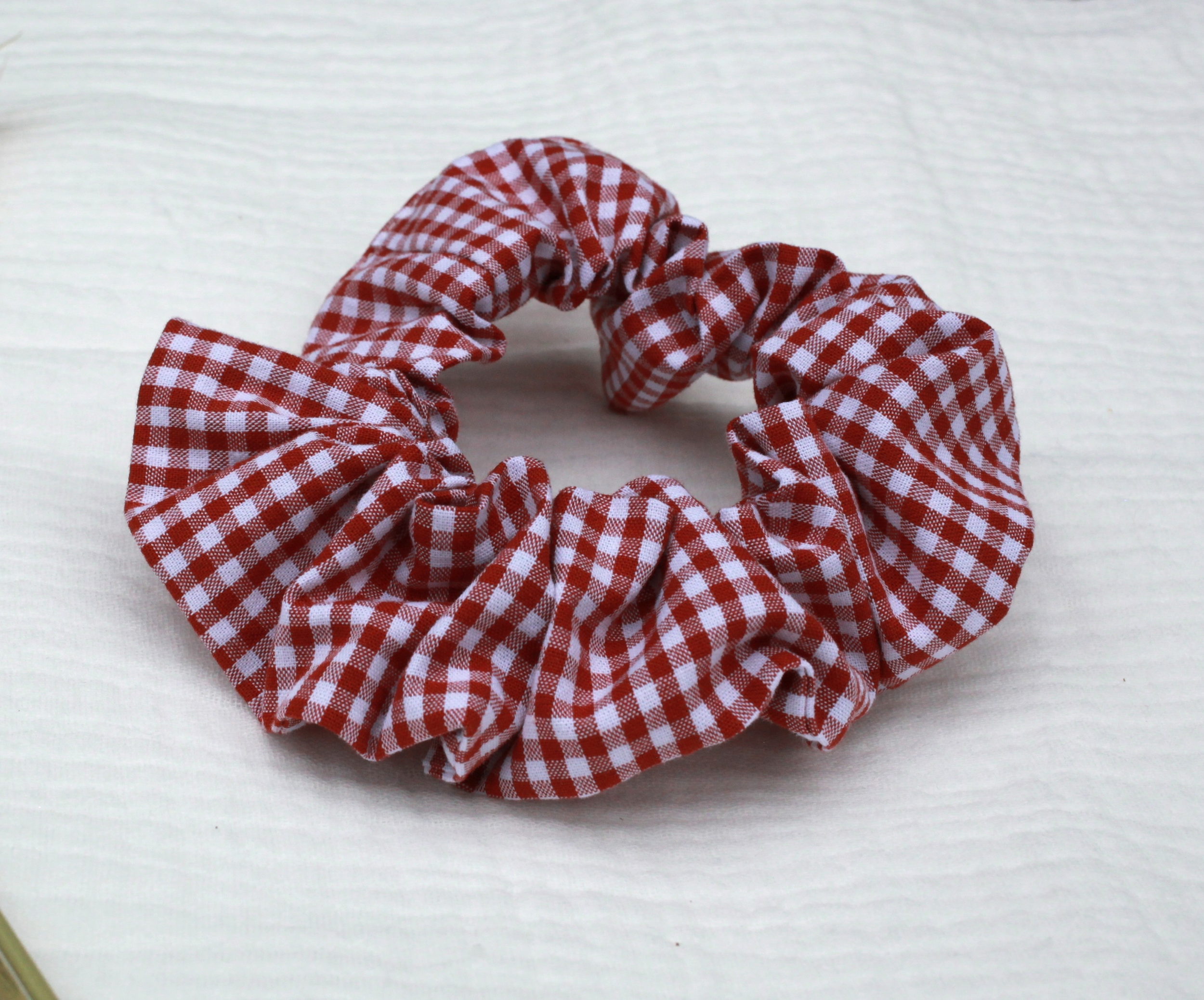 chouchou terracotta petits carreaux
