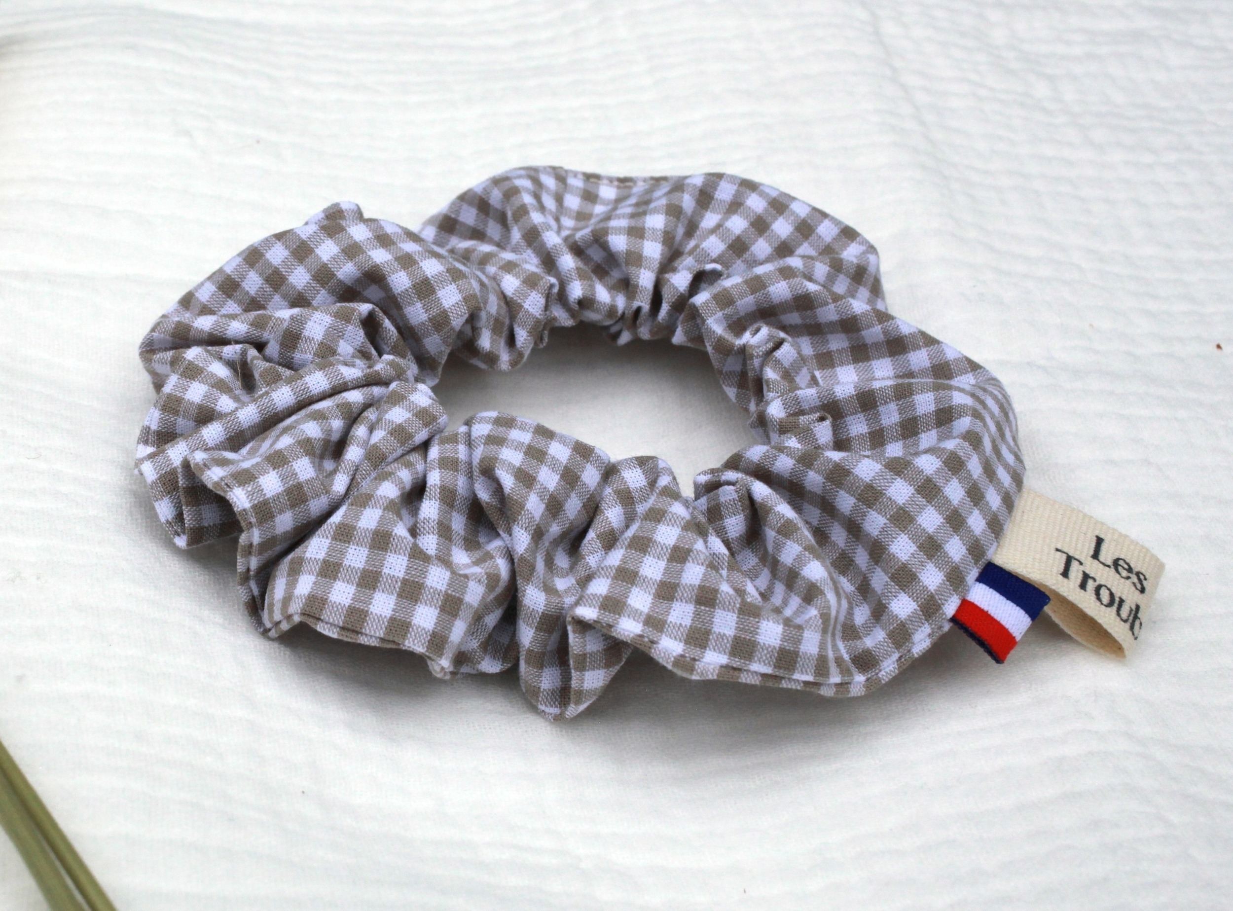 chouchou vichy sable petits carreaux