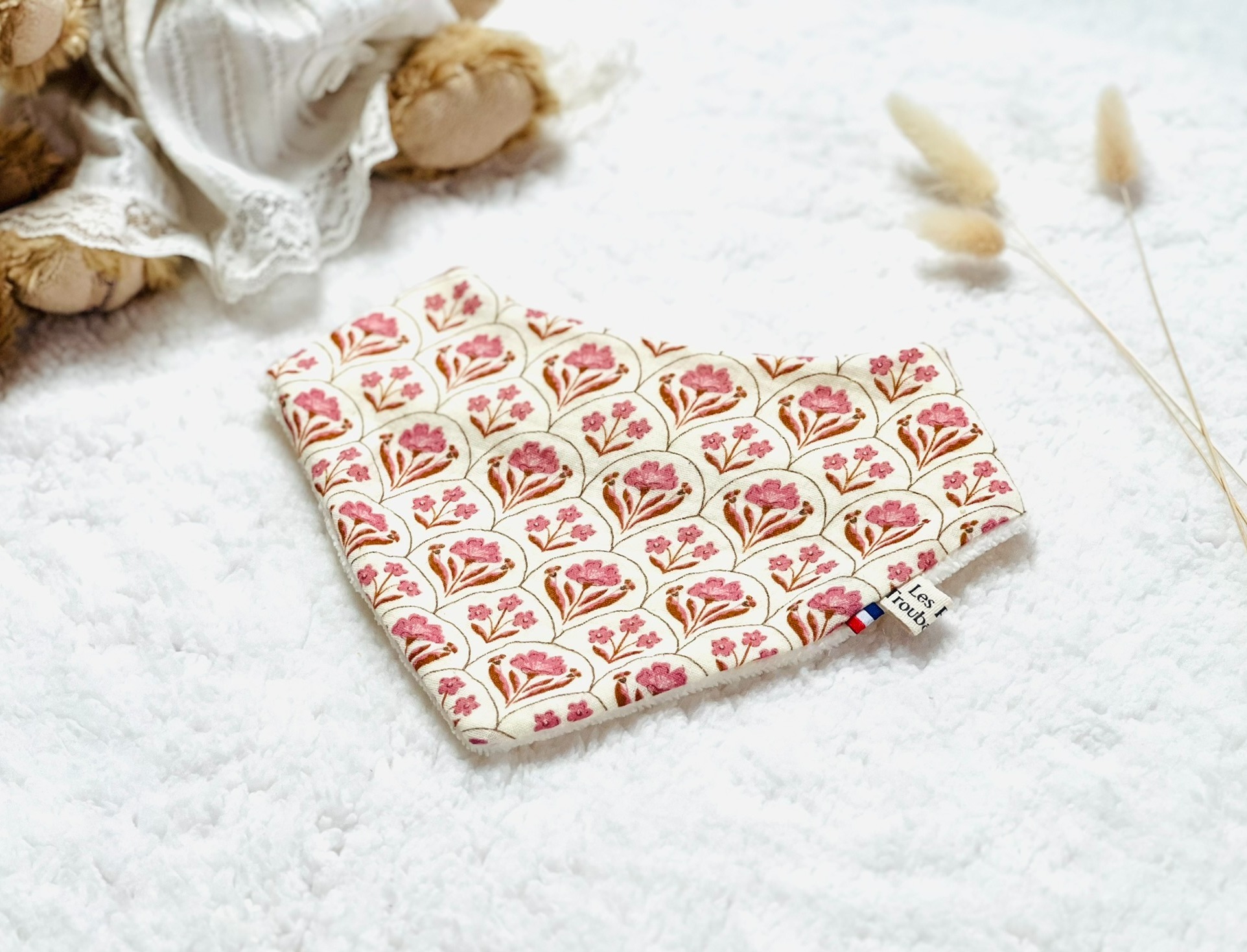 bavoir bandana double gaze de coton Rosalie