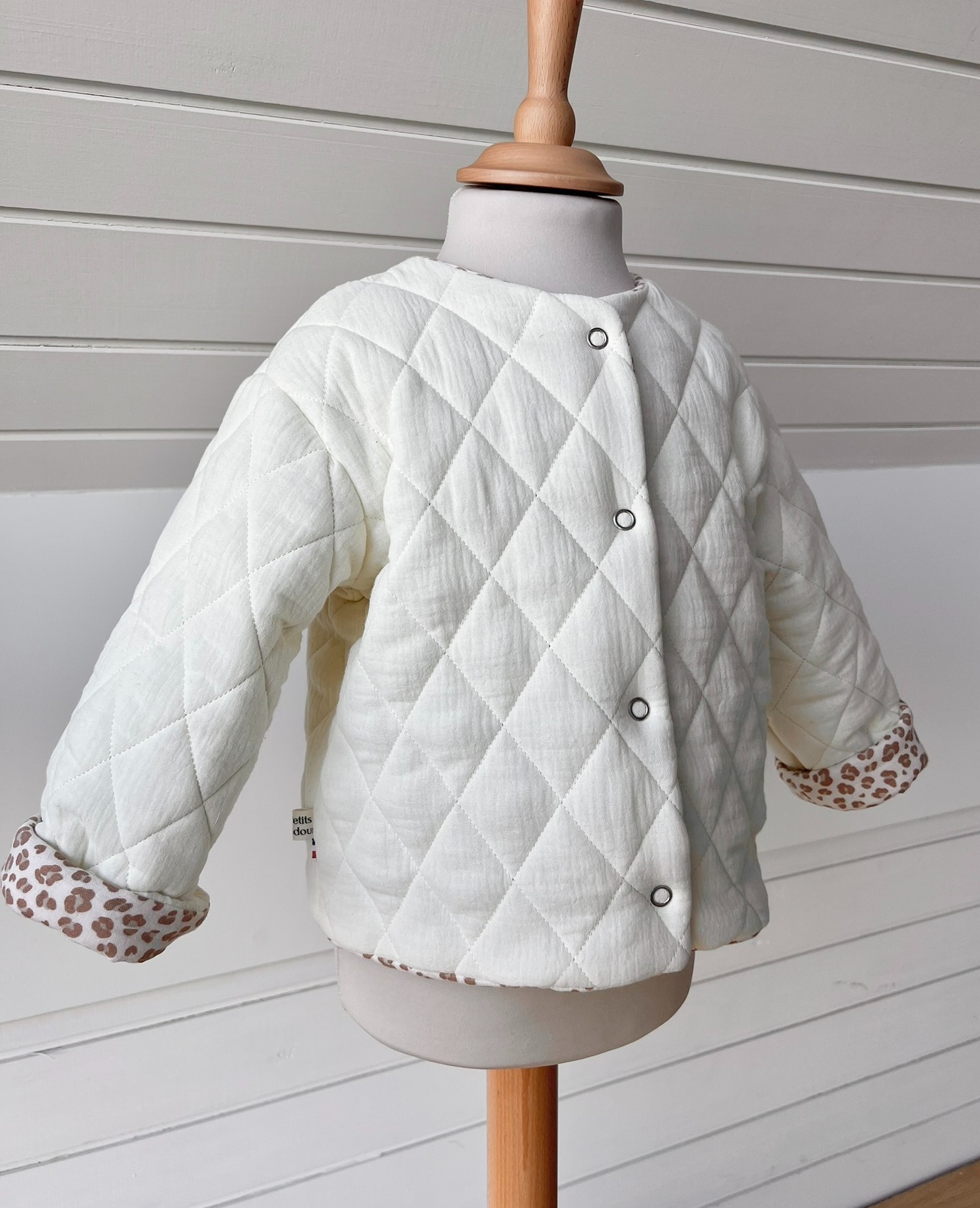 veste matelassée ecrue double gaze leopard