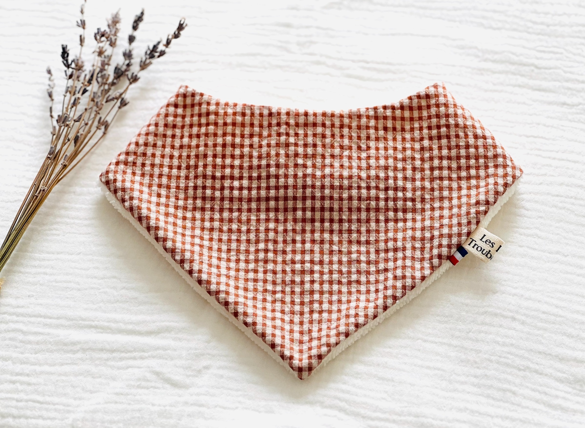bavoir bandana seersucker vichy caramel