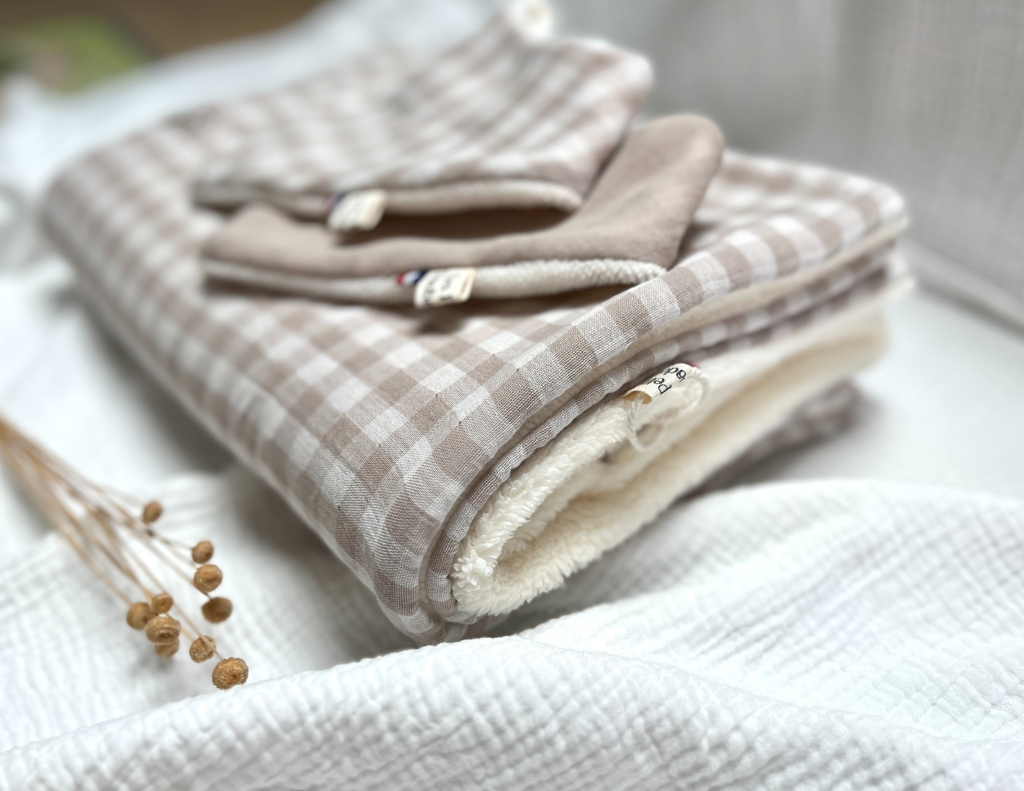 couverture gaze de coton vichy galet