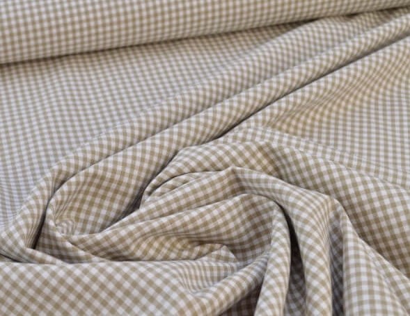 tissu vichy petits carreaux 100coton sable x50cm
