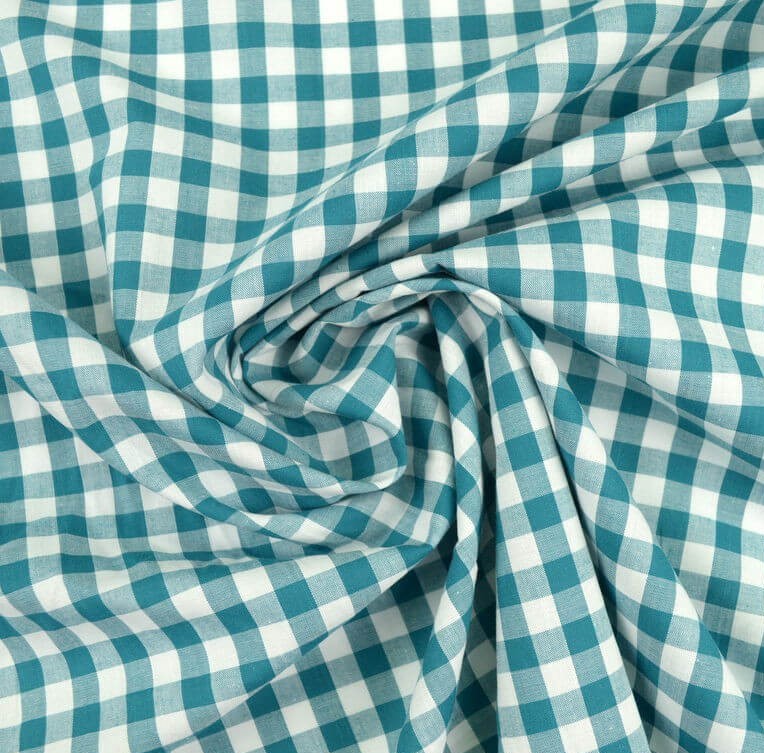 tissu vichy grands carreaux sur popeline coloris petrole