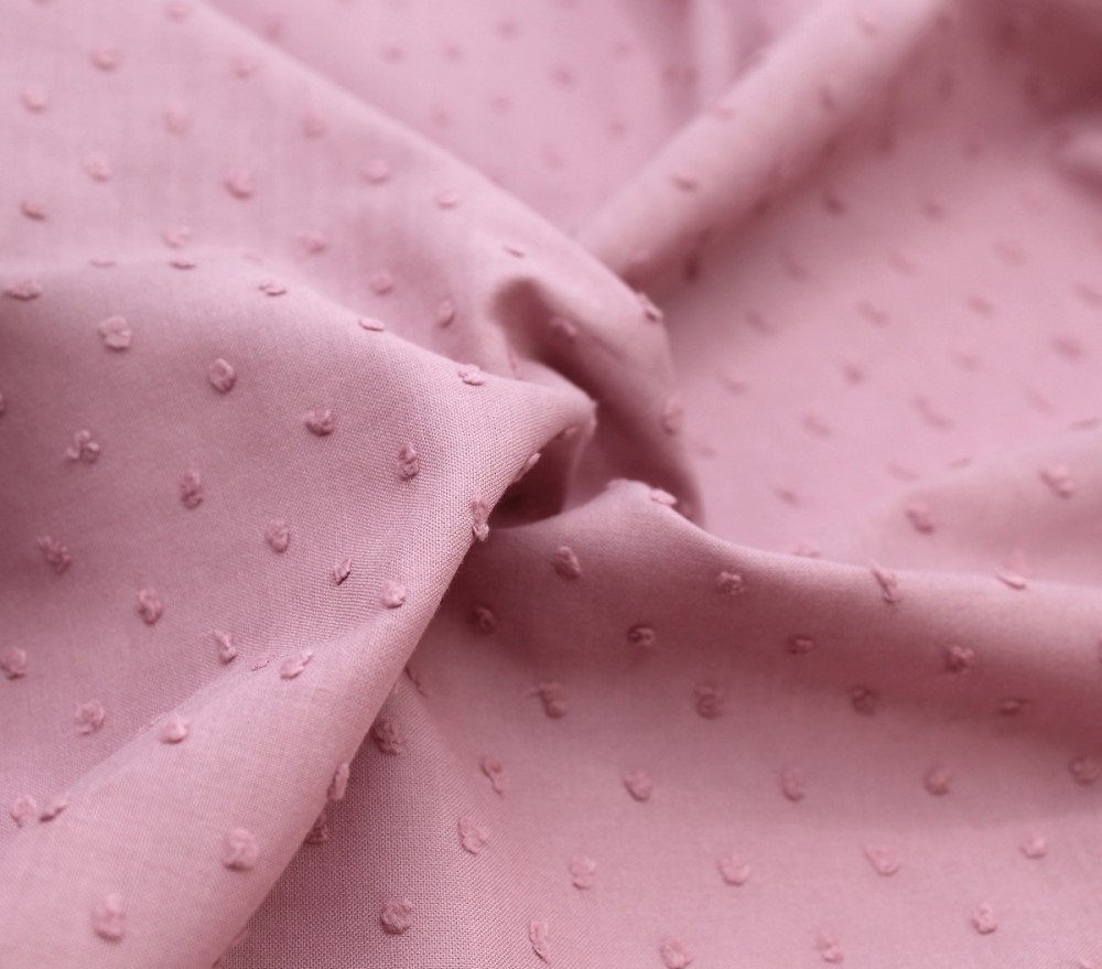plumetis de coton coloris vieux rose