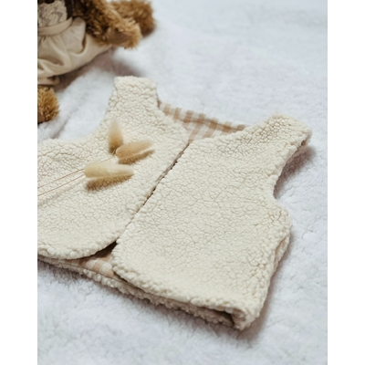 gilet sans manche double gaze de coton vichy sable