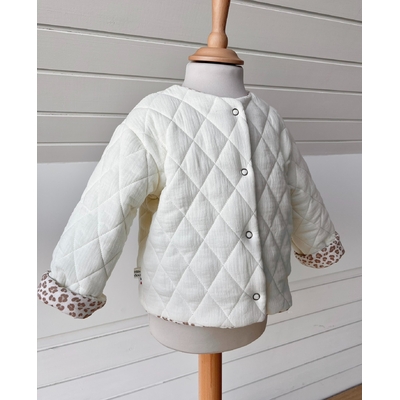 veste matelassée ecrue double gaze leopard