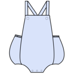 Barboteuse bretelles uni bleu